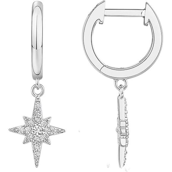 14K Gold Plated Sterling Silver Post Lightweight Drop/Dangle Huggie Earrings - Picture 6 of 6